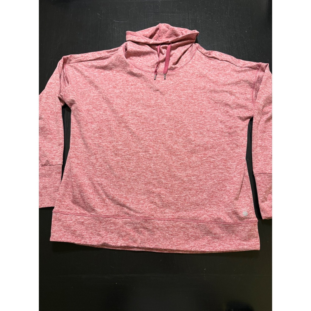Apana Womens XL Pink Heathered Funnel Neck Pullover Activewear Top Thumbholes